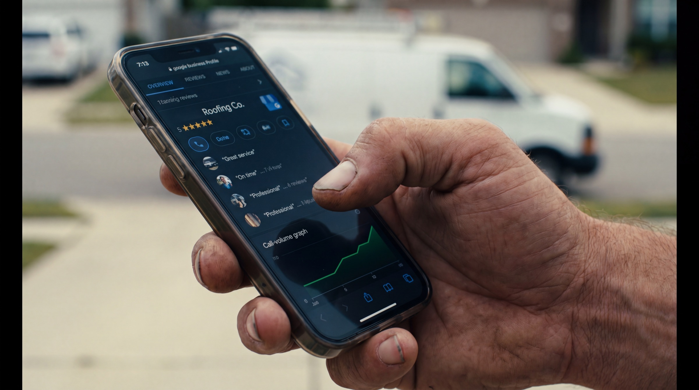 Contractor checking leads on his phone — INova Core Group results